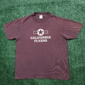 Vintage 90s Buzz Rickson T Shirt Men's Size M Red Maroon California Flyers Tee